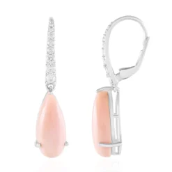 Pinkfarbener Opal-Silberohrringe