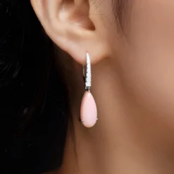 Pinkfarbener Opal-Silberohrringe