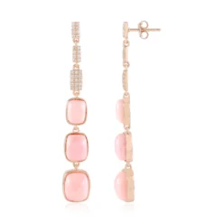 Pinkfarbener Opal-Silberohrringe
