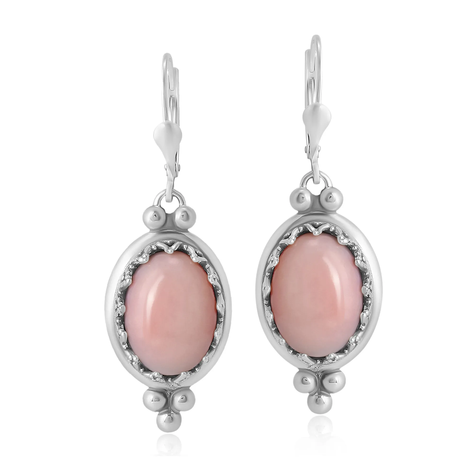 Pinkfarbener Opal-Silberohrringe