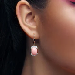 Pinkfarbener Opal-Silberohrringe