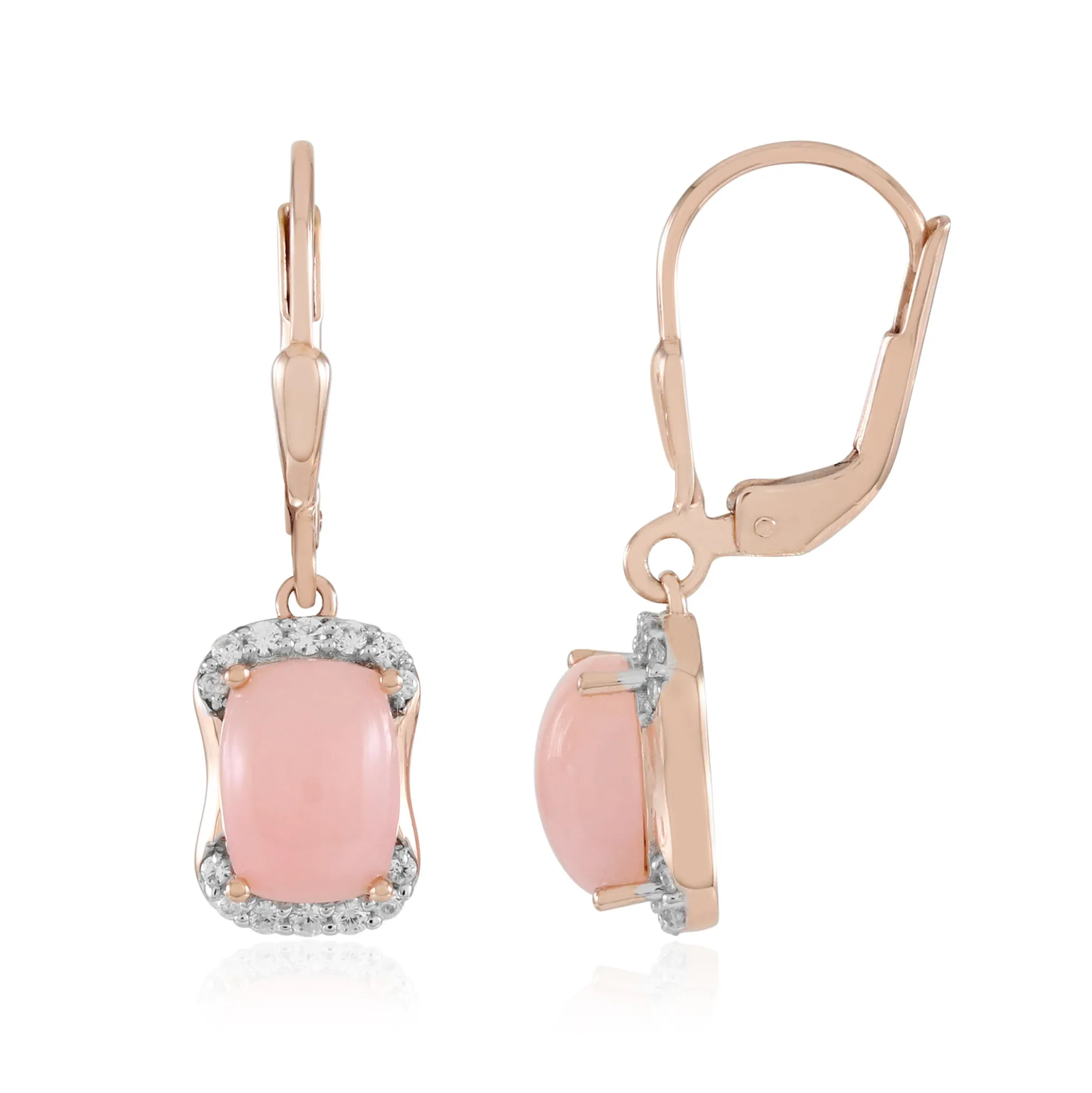 Pinkfarbener Opal-Silberohrringe