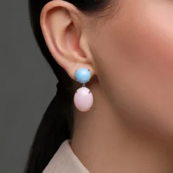 Pinkfarbener Opal-Silberohrringe