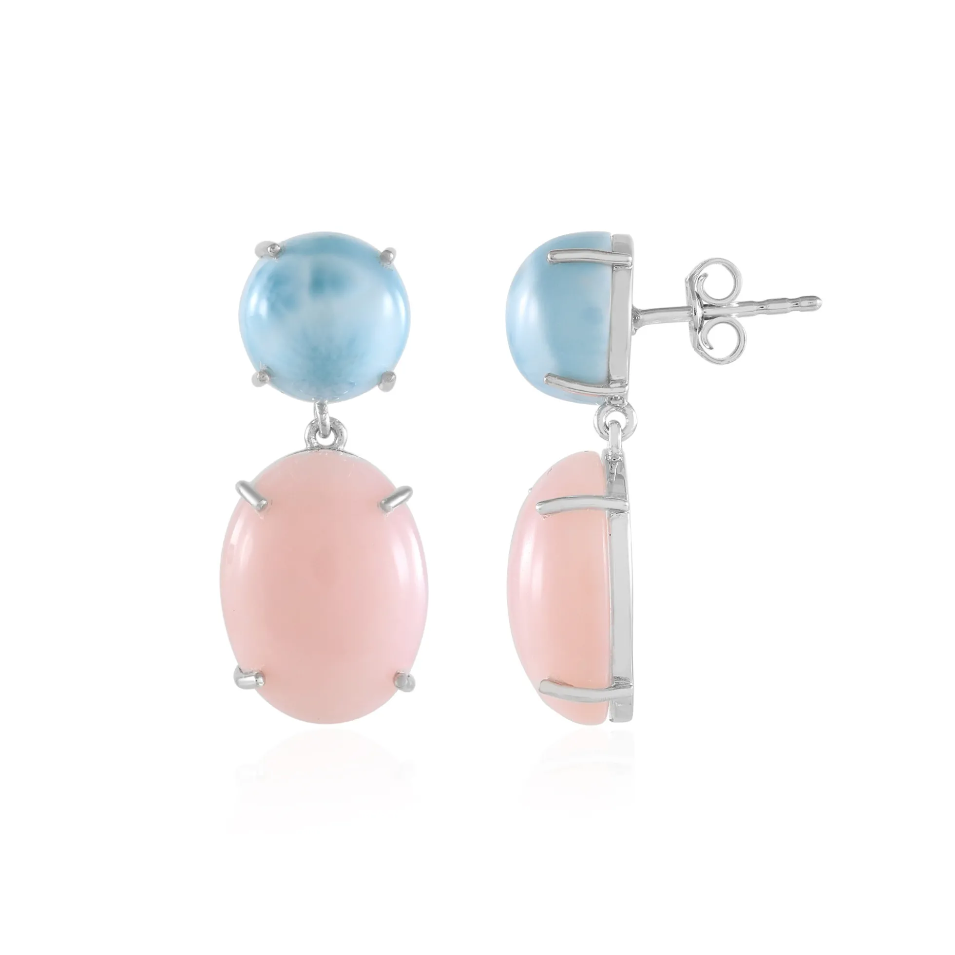 Pinkfarbener Opal-Silberohrringe