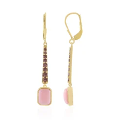 Pinkfarbener Opal-Silberohrringe