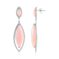 Pinkfarbener Opal-Silberohrringe