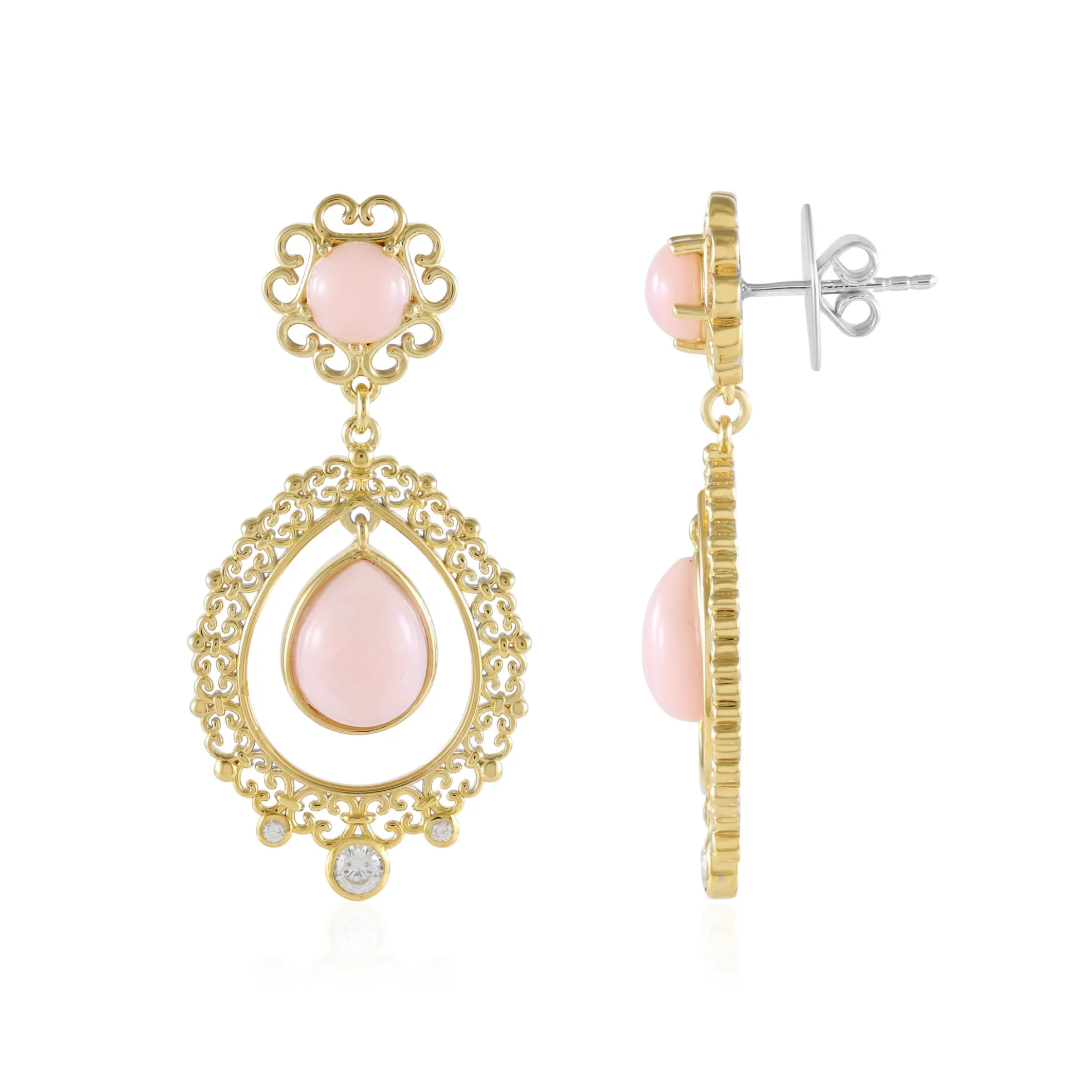 Pinkfarbener Opal-Silberohrringe