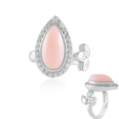 Pinkfarbener Opal-Silberring