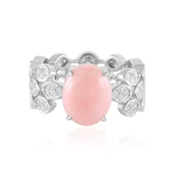Pinkfarbener Opal-Silberring