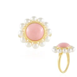 Pinkfarbener Opal-Silberring