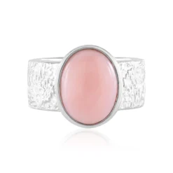 Pinkfarbener Opal-Silberring