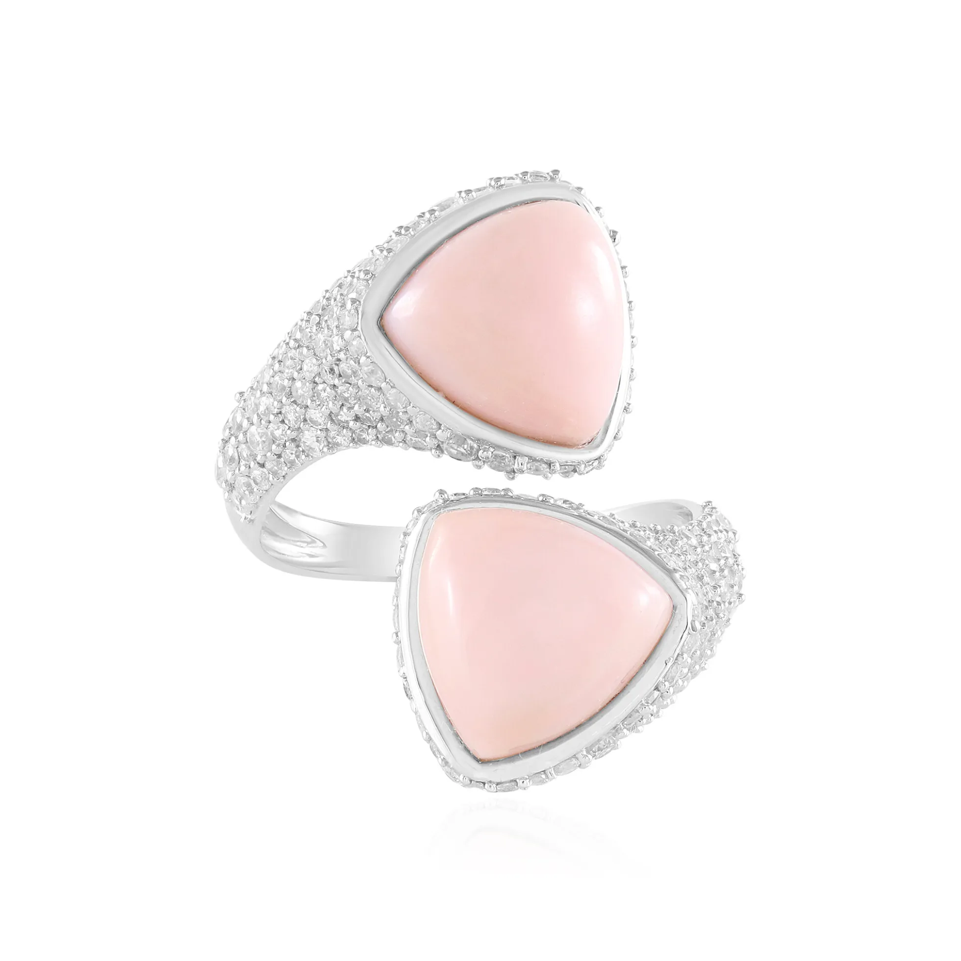 Pinkfarbener Opal-Silberring
