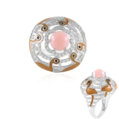 Pinkfarbener Opal-Silberring