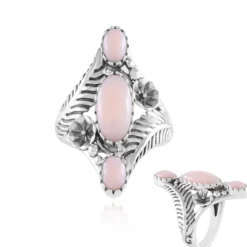 Pinkfarbener Opal-Silberring