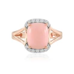 Pinkfarbener Opal-Silberring