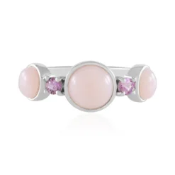 Pinkfarbener Opal-Silberring