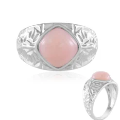Pinkfarbener Opal-Silberring