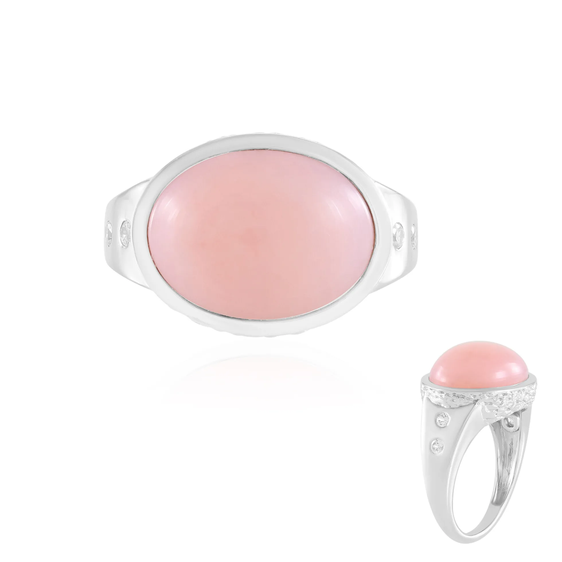 Pinkfarbener Opal-Silberring