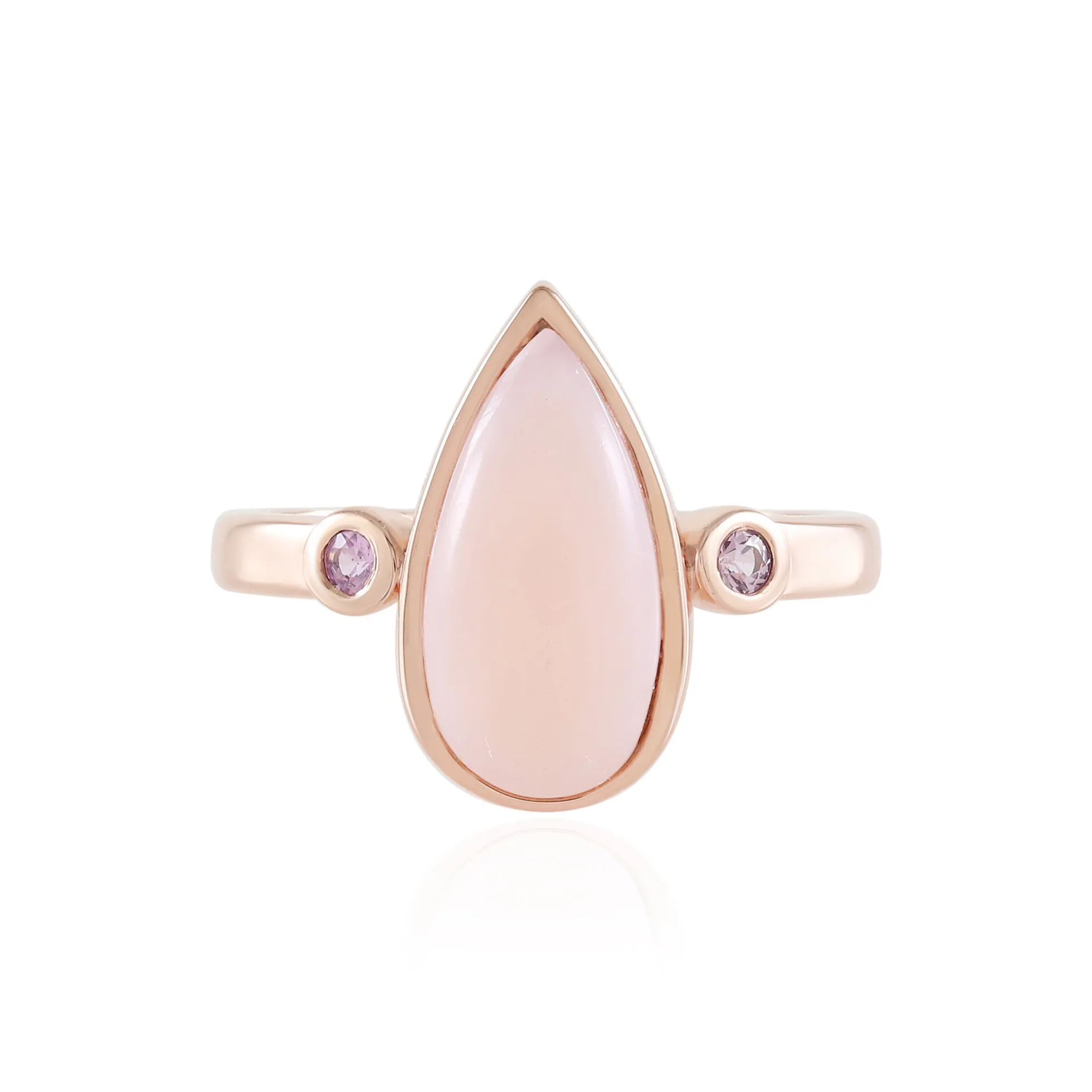 Pinkfarbener Opal-Silberring
