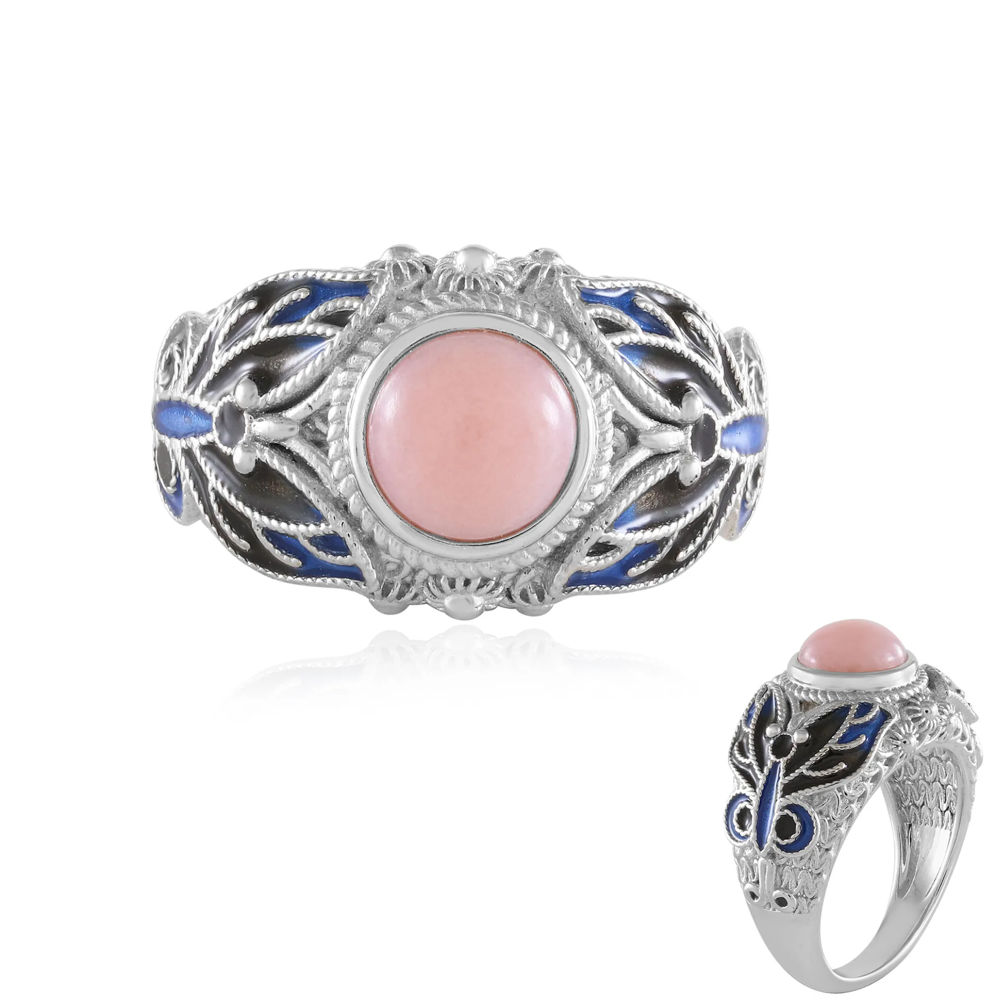 Pinkfarbener Opal-Silberring