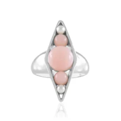 Pinkfarbener Opal-Silberring