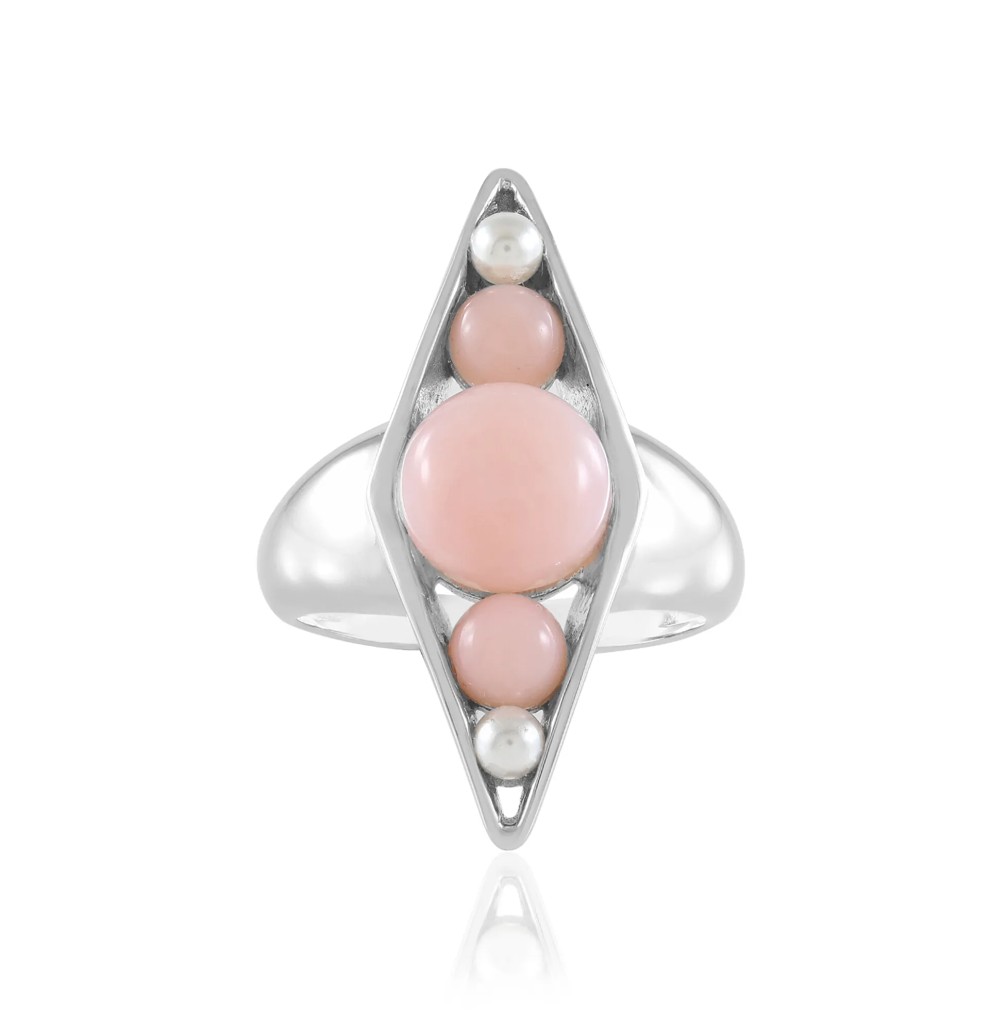 Pinkfarbener Opal-Silberring