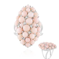 Pinkfarbener Opal-Silberring