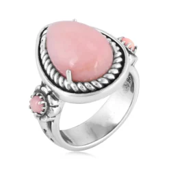 Pinkfarbener Opal-Silberring