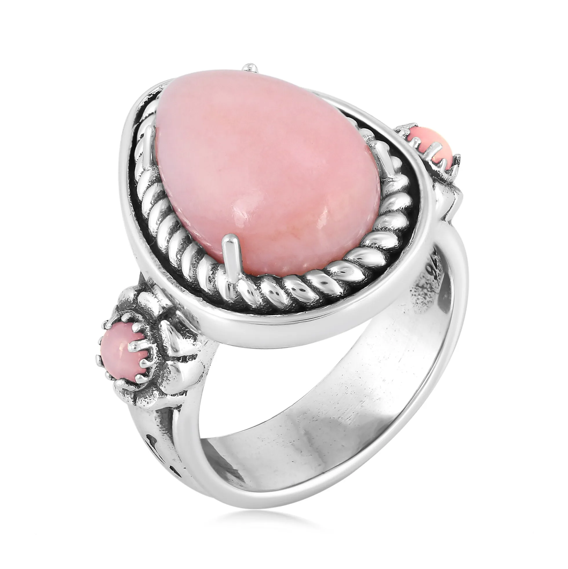 Pinkfarbener Opal-Silberring