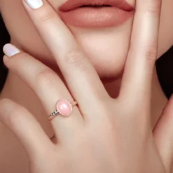 Pinkfarbener Opal-Silberring