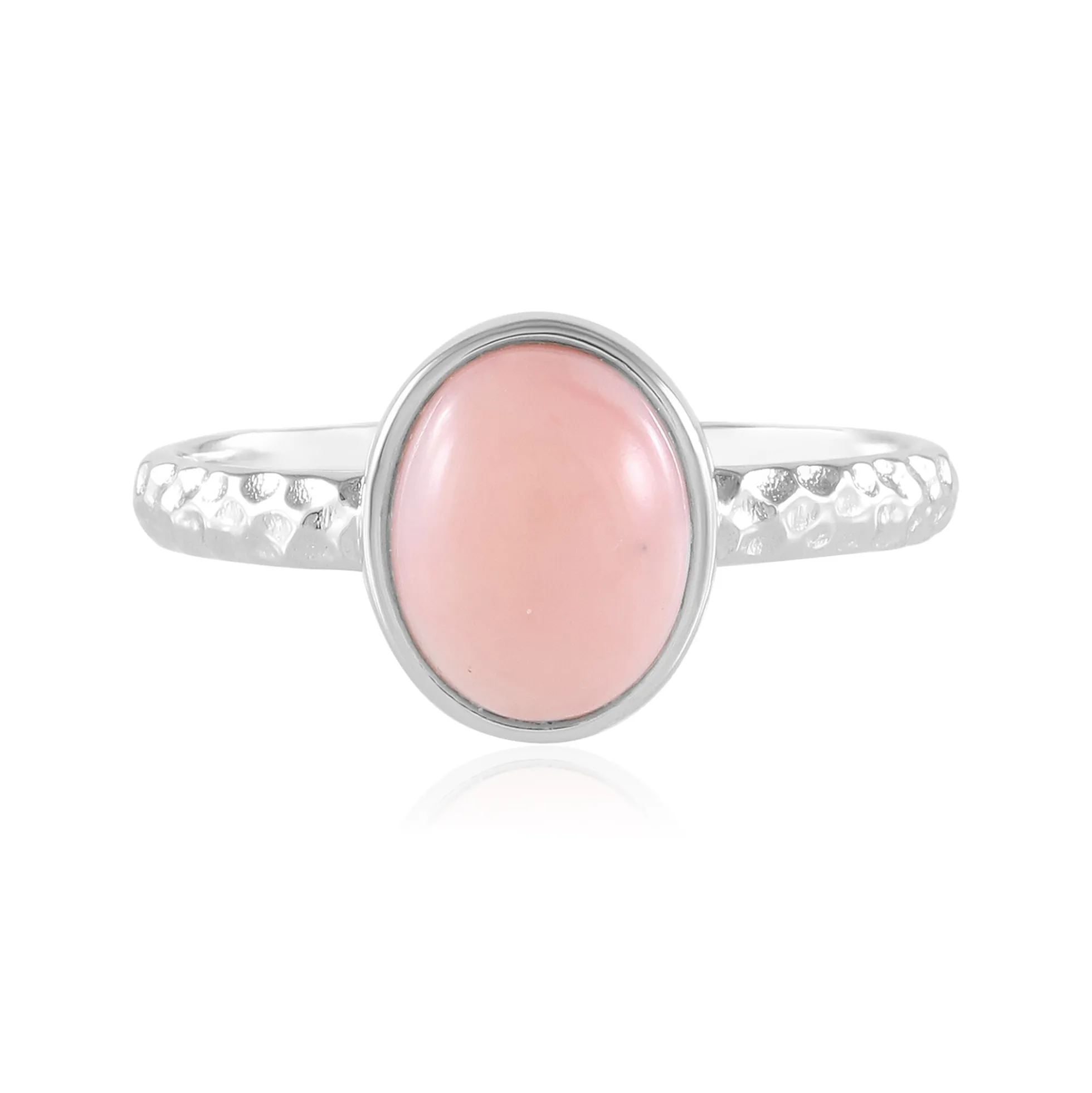 Pinkfarbener Opal-Silberring