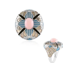 Pinkfarbener Opal-Silberring