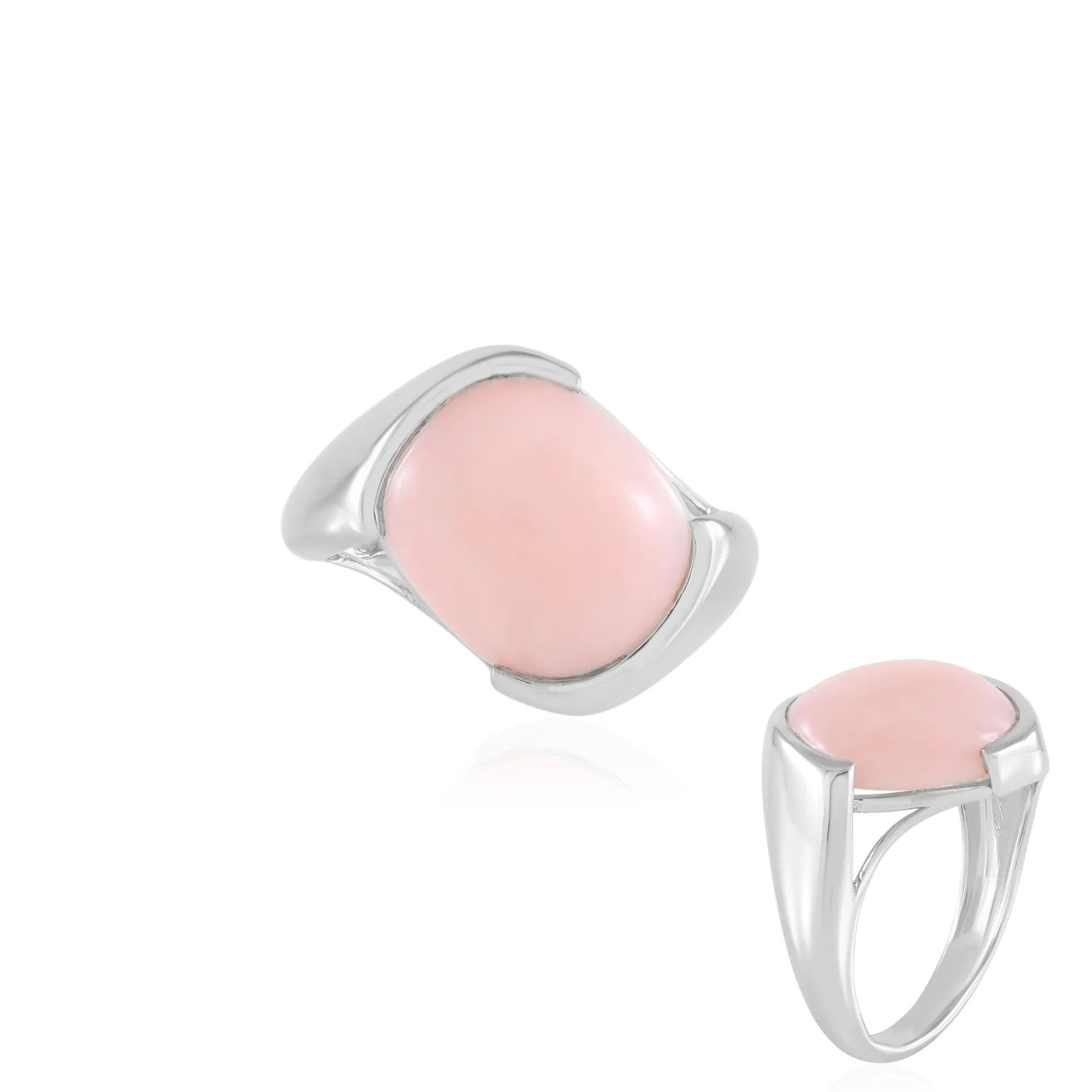 Pinkfarbener Opal-Silberring