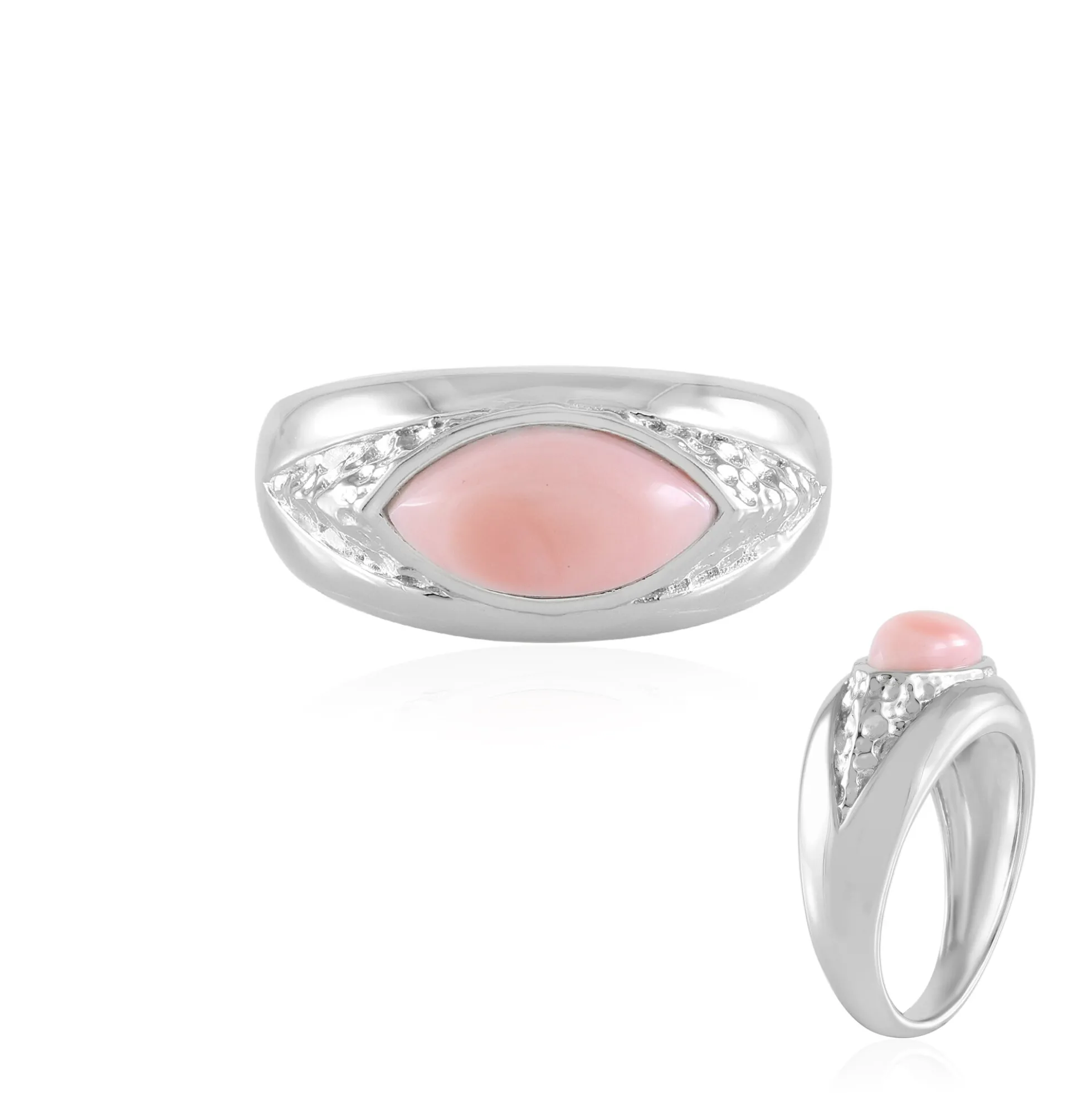 Pinkfarbener Opal-Silberring