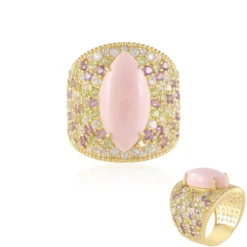 Pinkfarbener Opal-Silberring