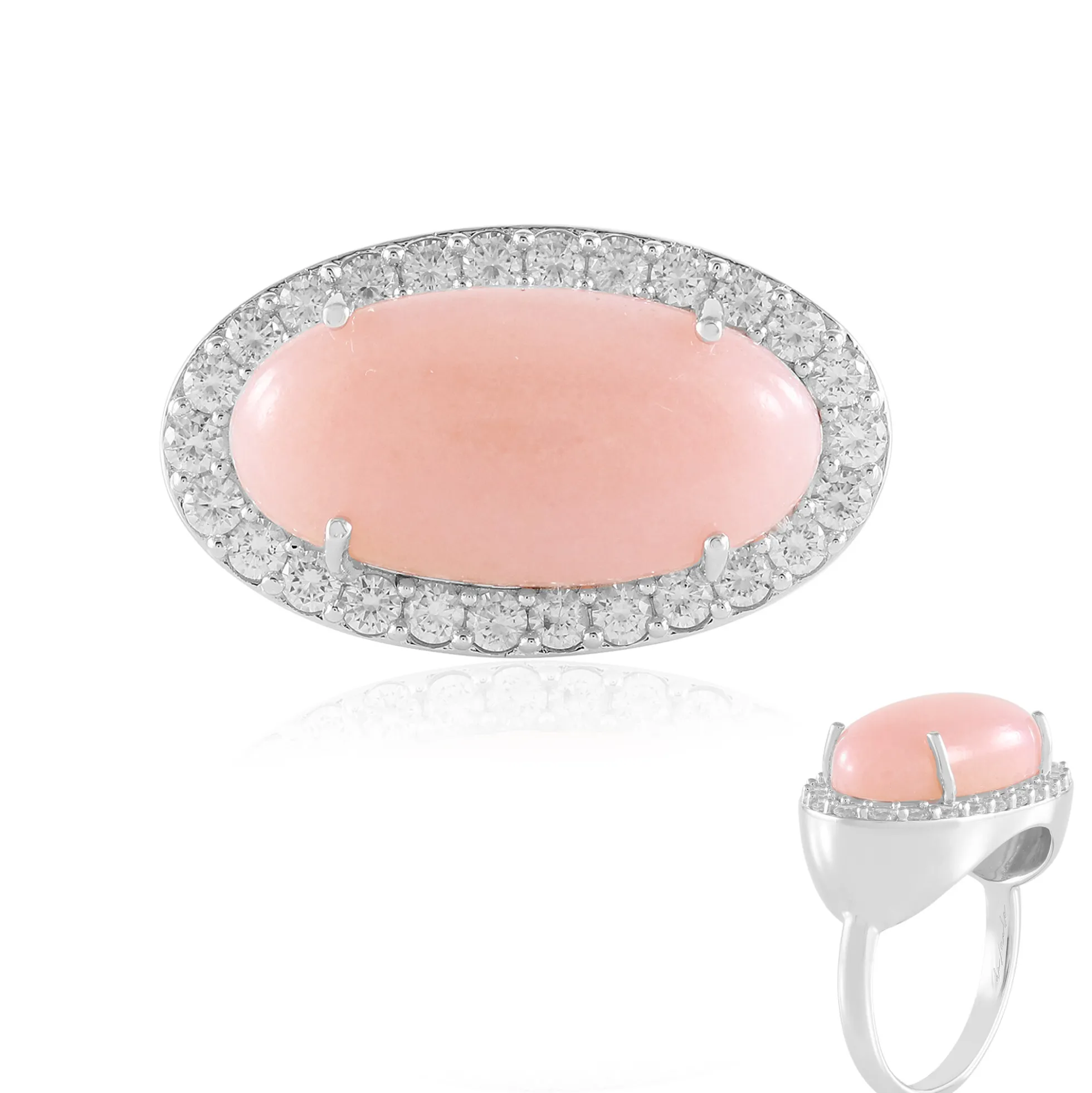 Pinkfarbener Opal-Silberring