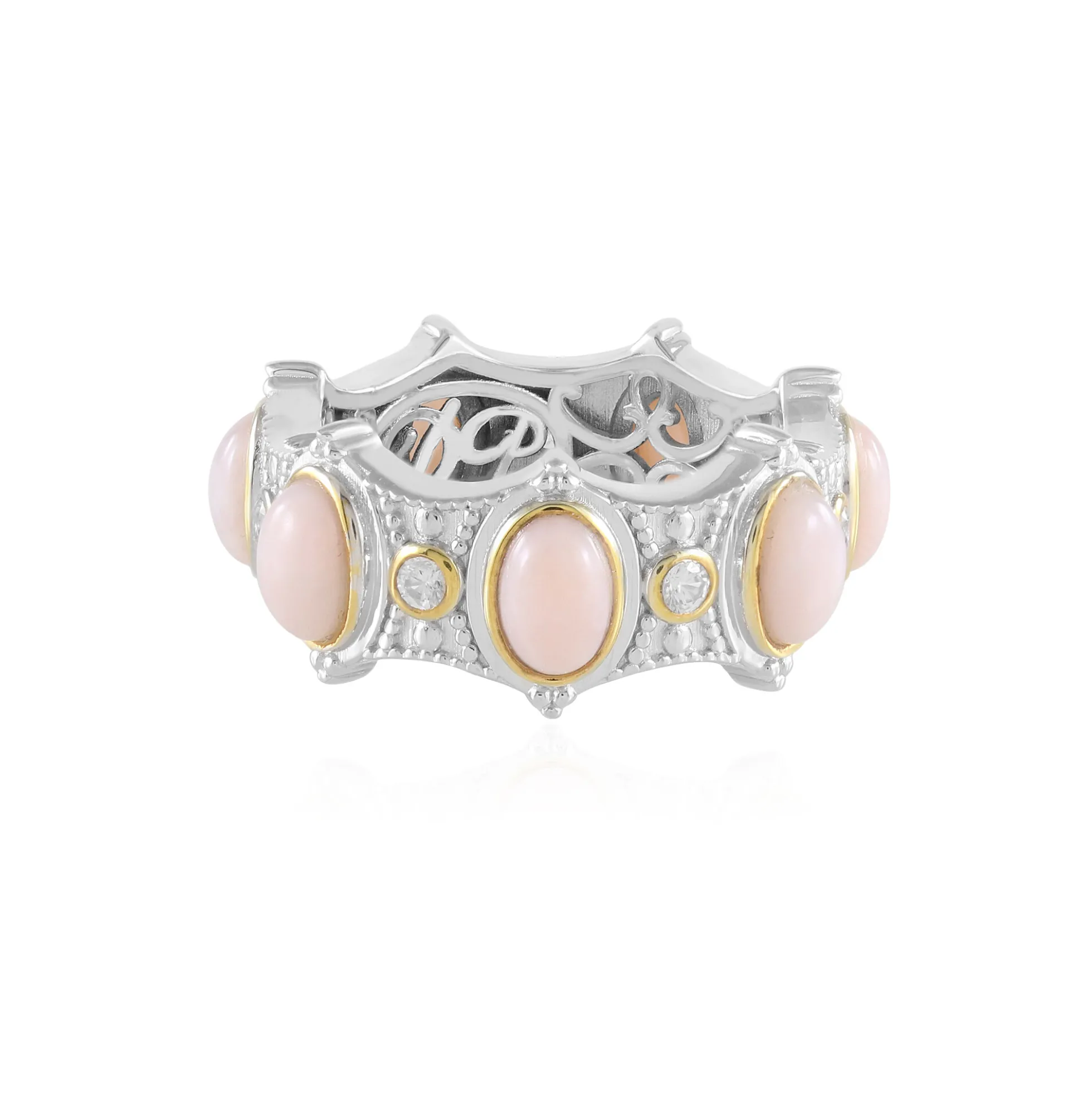 Pinkfarbener Opal-Silberring