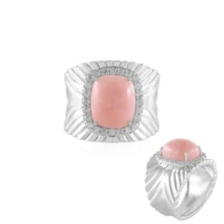 Pinkfarbener Opal-Silberring