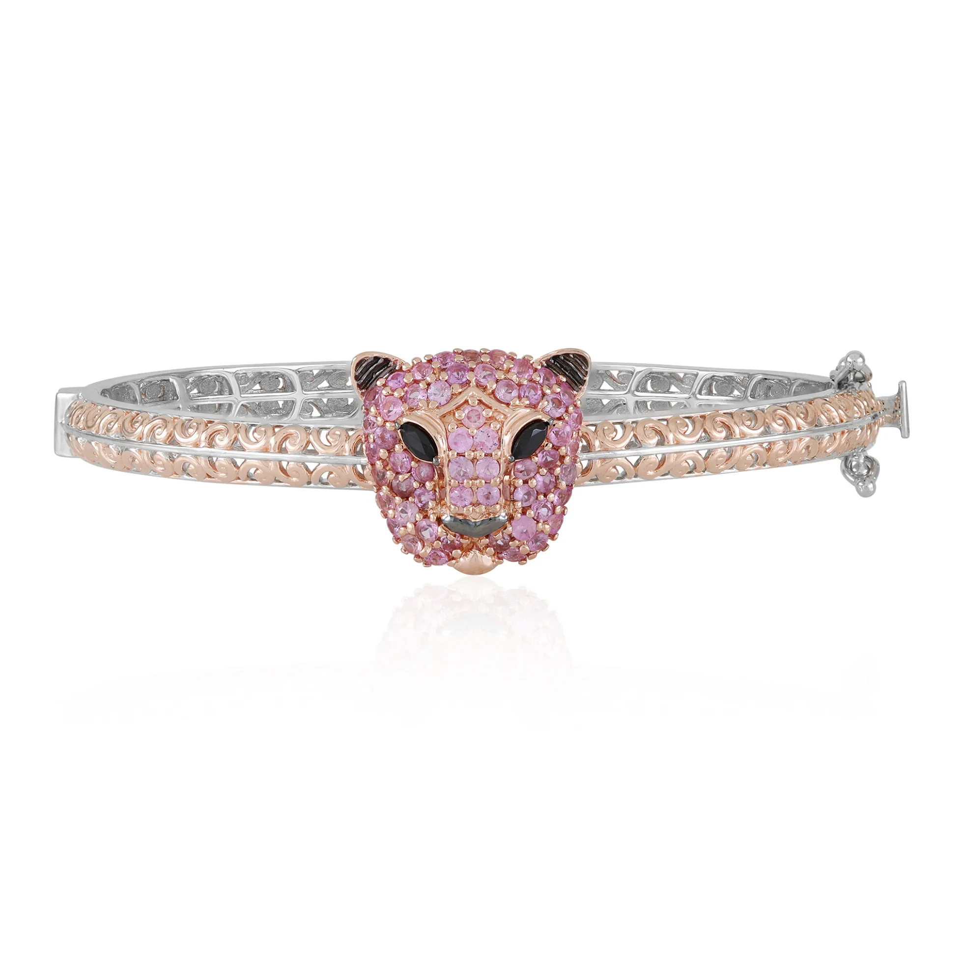 Pinkfarbener Saphir-Silberarmreif