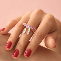 Pinkfarbener Saphir-Silberring