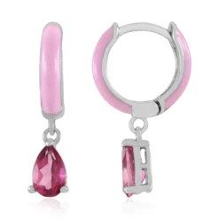 Pinkfarbener Topas-Silberohrringe