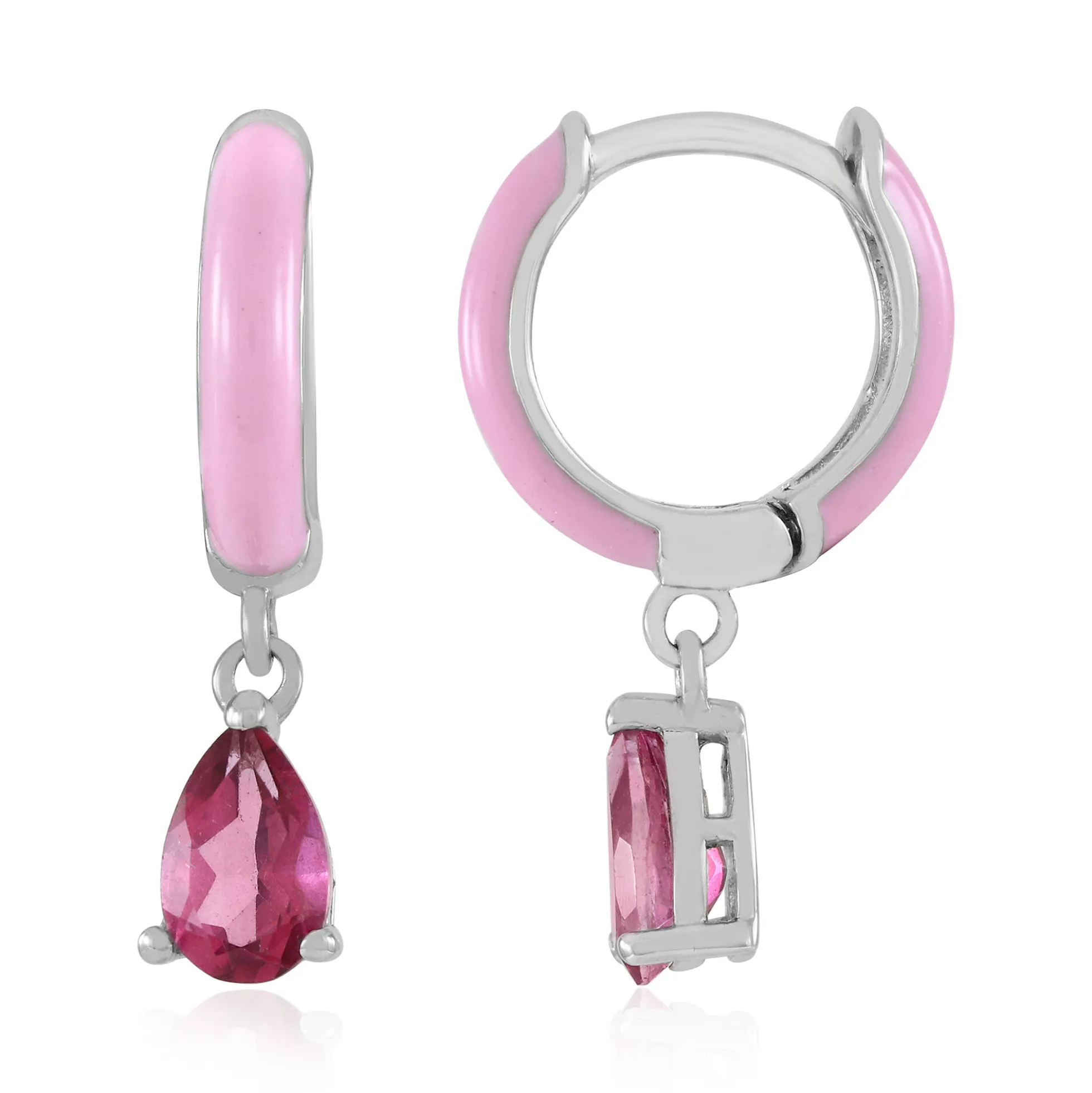 Pinkfarbener Topas-Silberohrringe