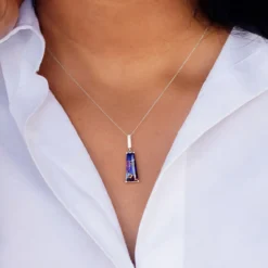 Purpurfarbener Mohave-Kupfer-Türkis-Silberanhänger (Faszination Türkis)