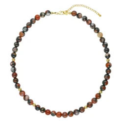 Roter Basalt-Achat-Silberhalskette