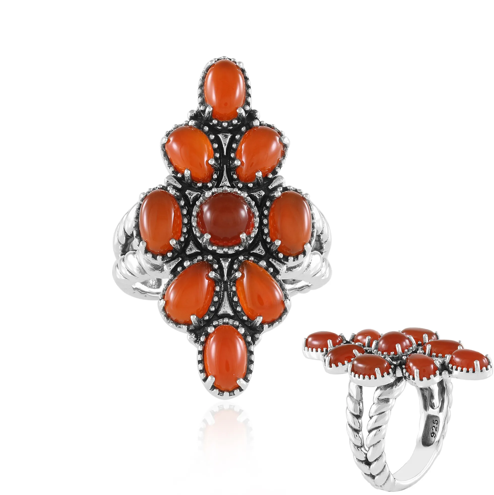 Roter Onyx-Silberring