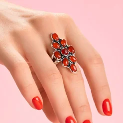 Roter Onyx-Silberring
