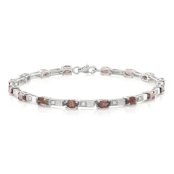 Roter Zirkon-Silberarmband