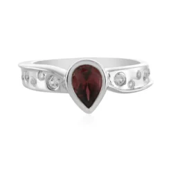 Roter Zirkon-Silberring