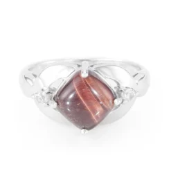 Rotes Tigerauge-Silberring