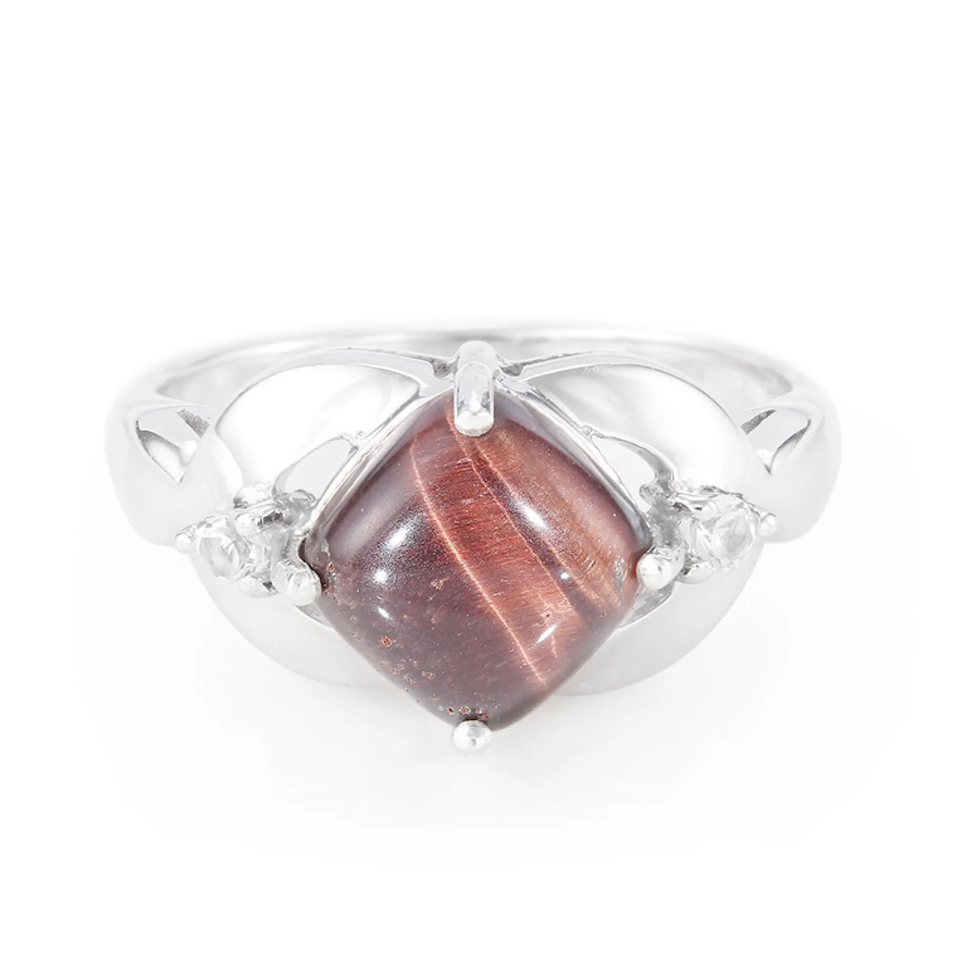 Rotes Tigerauge-Silberring